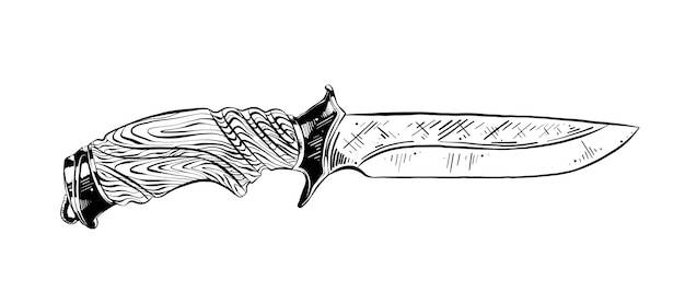 Ручной обращается эскиз охотничий нож в черном