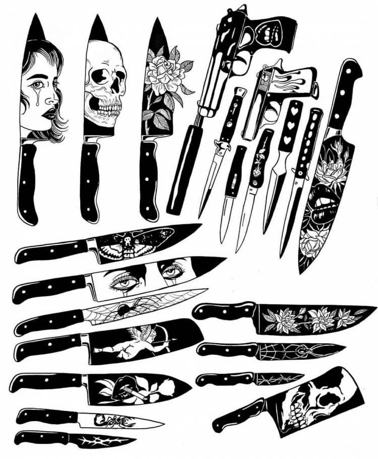 Простые рисунки на ножах