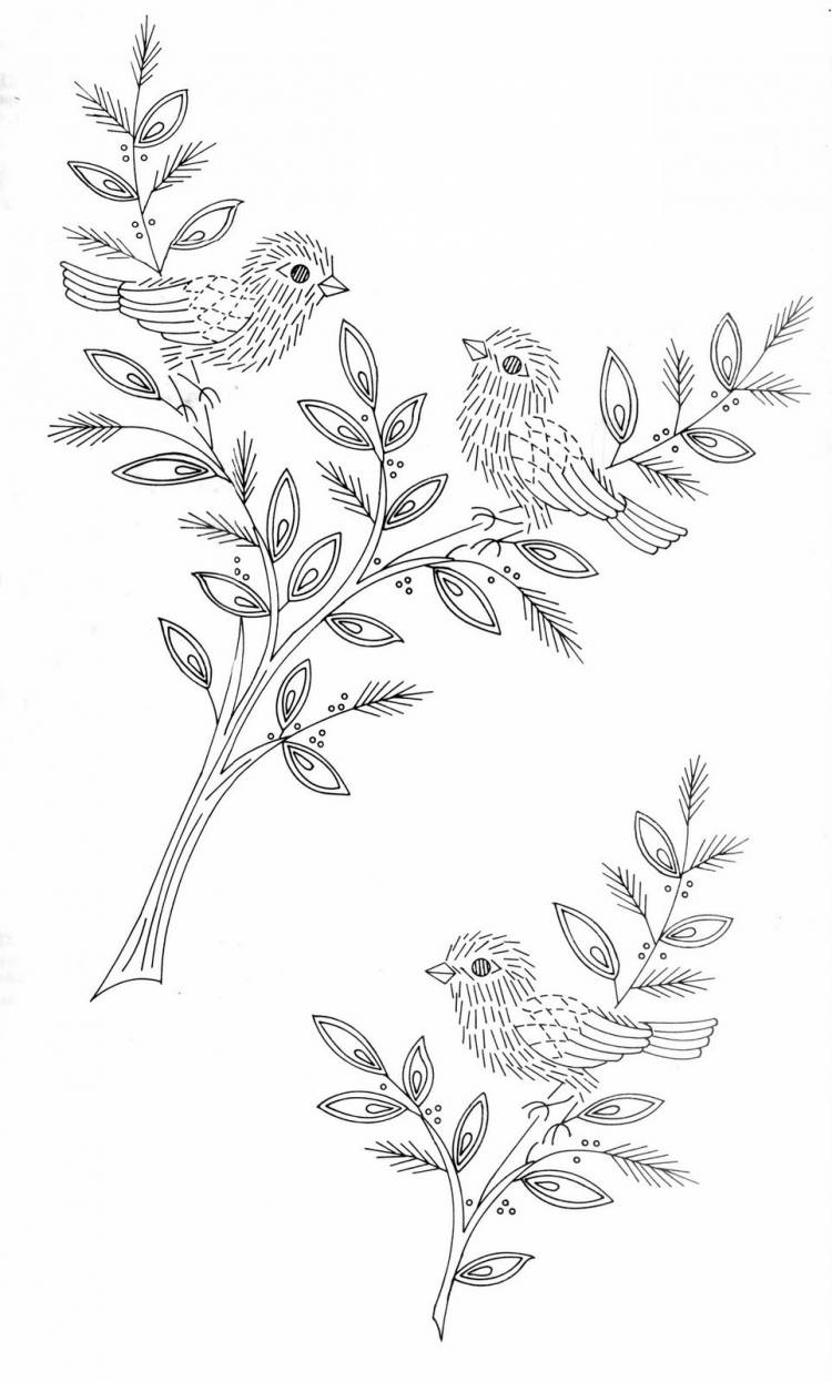 Рисунки для вышивки гладью Цветы и птицы