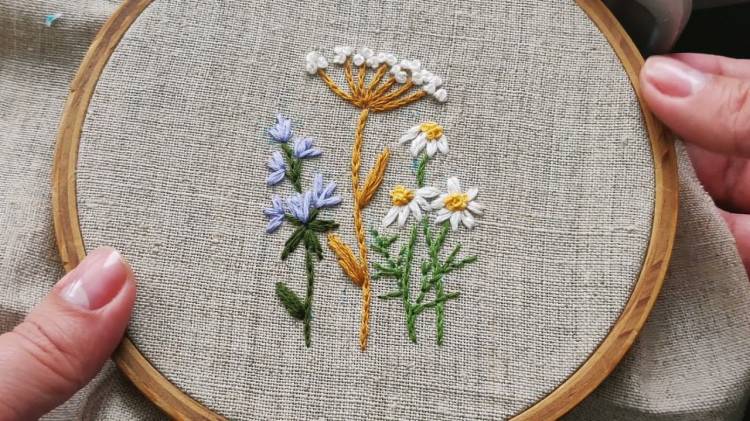 Embroidery with different stitches