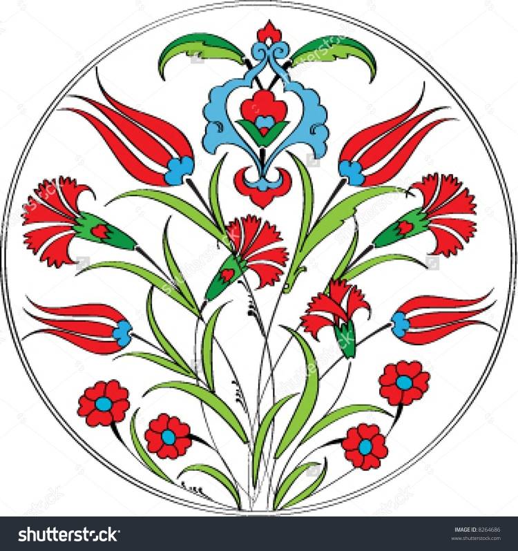 Татарский орнамент тюльпан трафарет