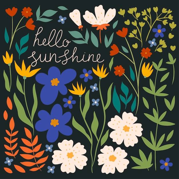 Цветочная открытка с надписью hello sunshine