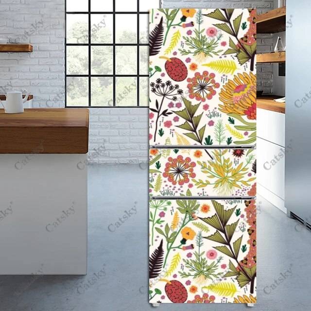 Необычные геометрические узоры, декор для двери холодильника, наклейка на стену, самоклеящиеся Цветочные наклейки на холодильник, обои, домашний подарок