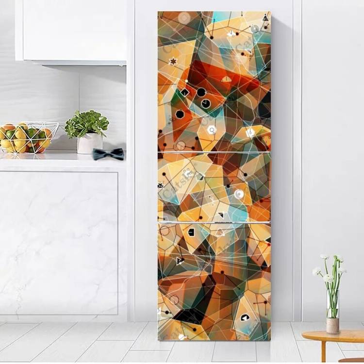 Необычные геометрические узоры, декор для двери холодильника, наклейка на стену, самоклеящиеся Цветочные наклейки на холодильник, обои, домашний подарок