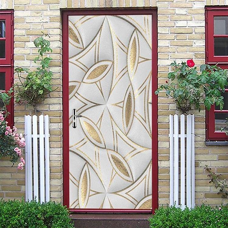 Современная наклейка на дверь, имитирующая стеклянный узор, геометрический самоклеящийся стикер на стену с цветком, водостойкая наклейка для стирки, домашнего декора
