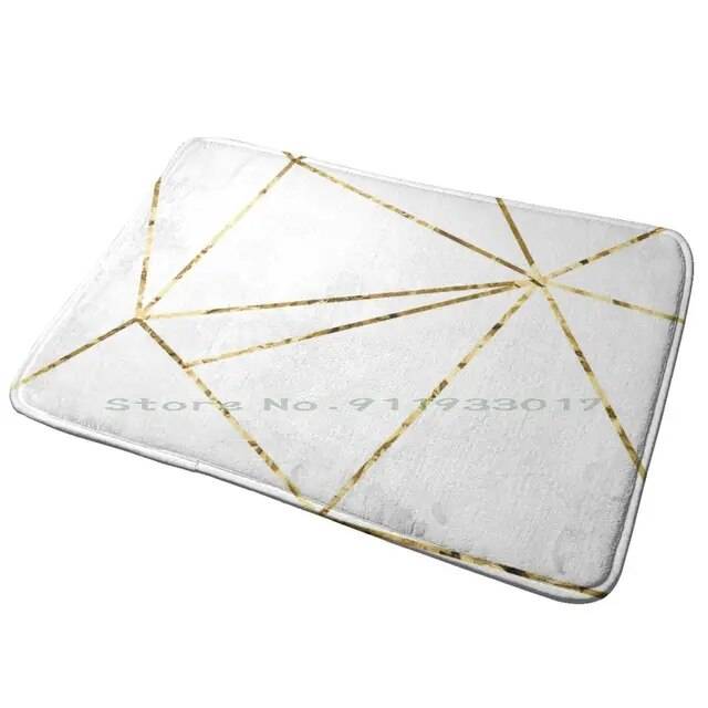 Золотые линии, многоугольный минималистичный белый коврик для входной двери, коврик для ванной, коврик, золотые линии, золотой узор, фон, вектор оригами