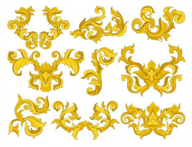 Набор золотых украшений в стиле барокко