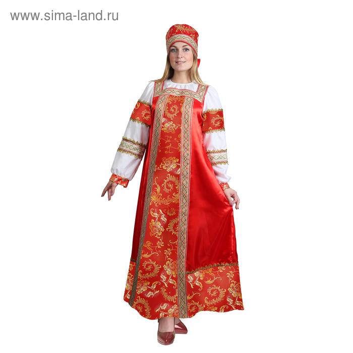 Русский народный костюм Золотые узоры, платье, сорока, атлас, р