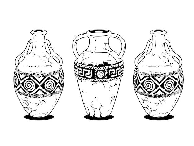 Древнегреческие вазы для напитков кувшины для хранения вина винтажные вазы с узорами в стиле набросков