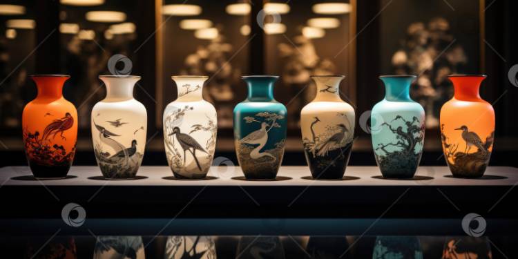 Красивые китайские вазы, национальные узоры и рисунки