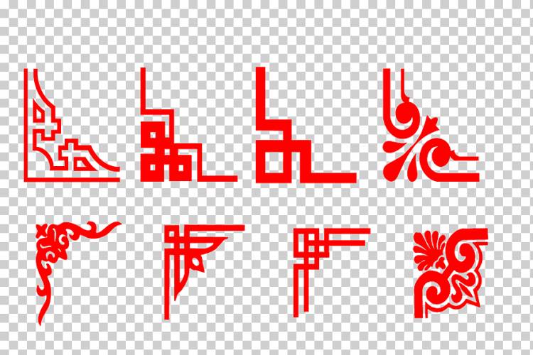 китайский новый год красный уголок рамка орнамент, линии, традиционный узор, китайский новый год png