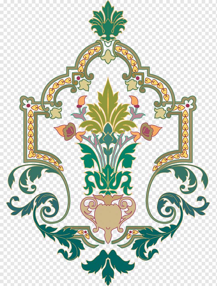 зеленые и разноцветные цветочные иллюстрации, искусство рисования орнамента исламские геометрические узоры, китайский узор, лист, симметрия, цветок png