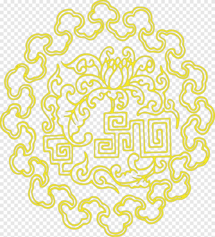 Желтая область шрифта, желтый цветочный узор фона, граница, китайский стиль png