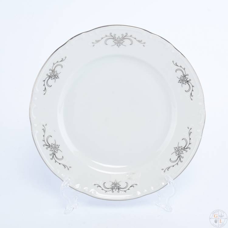 Набор тарелок Thun Констанция серый орнамент отводка платина