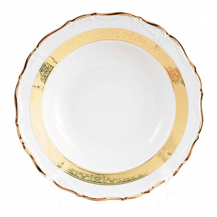 Набор глубоких тарелок Thun Мария Луиза золотая лента Ivory