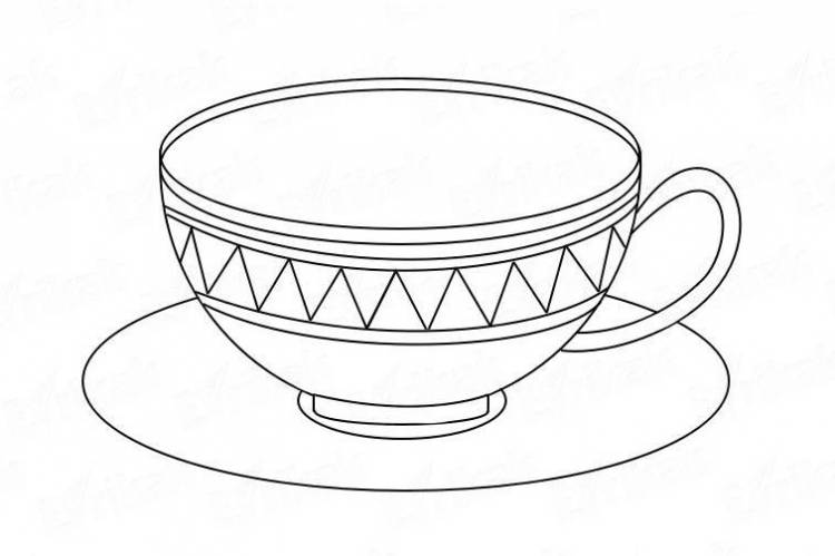 Рисунок посуды с геометрическим узором 