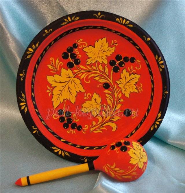 Хохломская роспись на тарелке