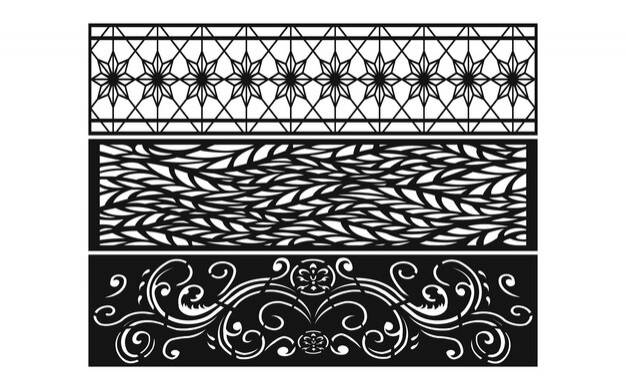 Декоративные черные узоры с исламскими и геометрическими мотивами для станков с чпу и лазерной резки