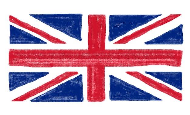 Нарисованный вручную флаг соединенного королевства (великобритания), также известный как юнион джек