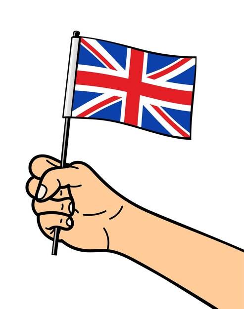 Национальный символ флага великобритании изолирован на белом фоне государственный флаг в руке