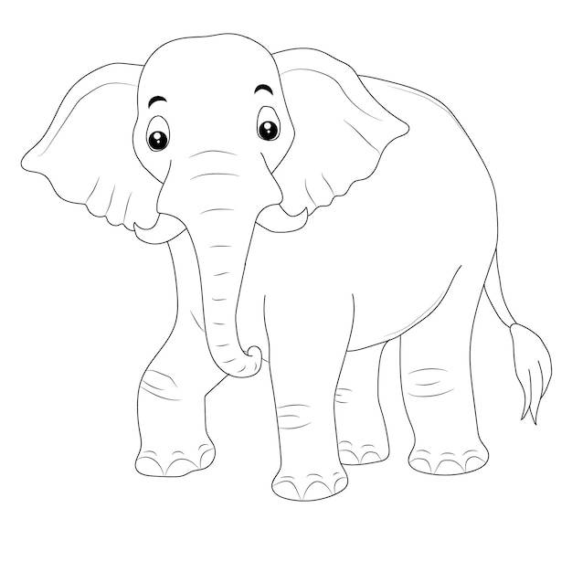 Страница раскраски слона для детей нарисованная рукой иллюстрация контура слона