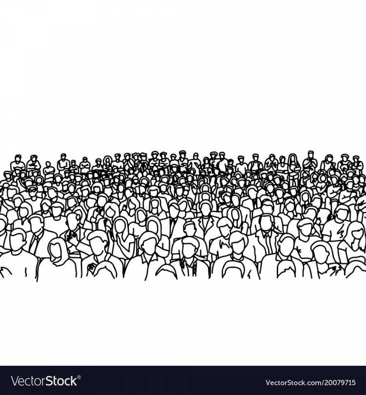 Рисунок карандашом толпа людей