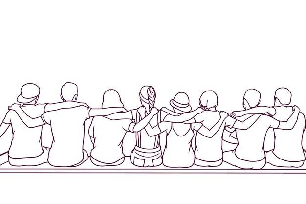 Нарисованная рукой иллюстрация рисования толпы