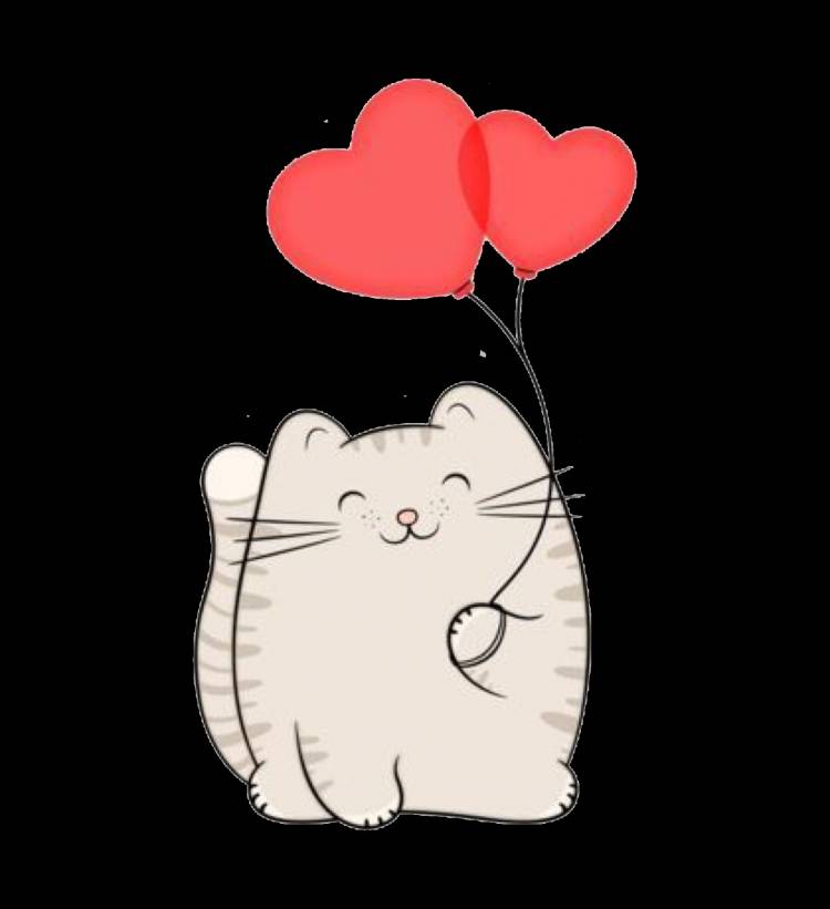 Котик с сердцем рисунок