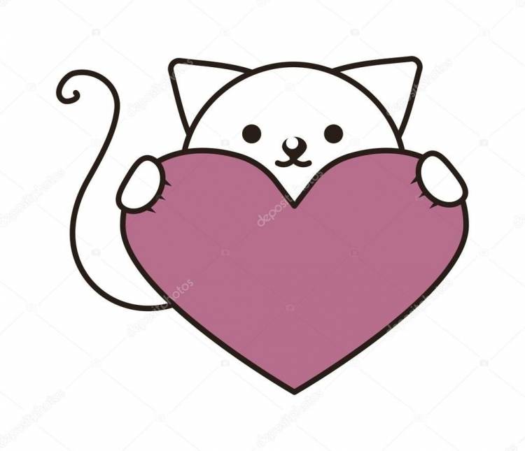 Кот рисунок с сердечком