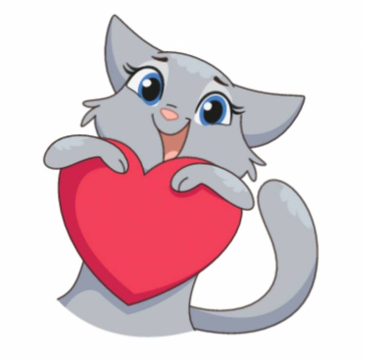 Кот с сердечком рисунок