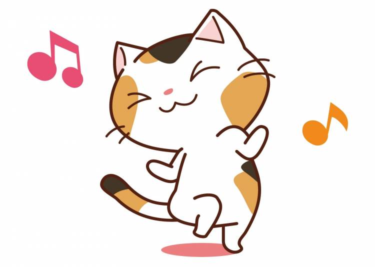 Нарисованный котик танцует