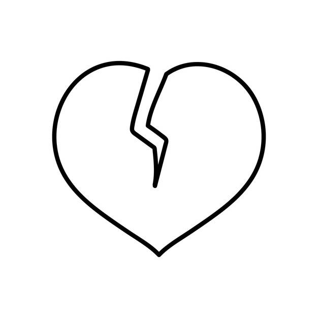 Иконка формы разбитого сердца, нарисованная вручную векторной иллюстрацией