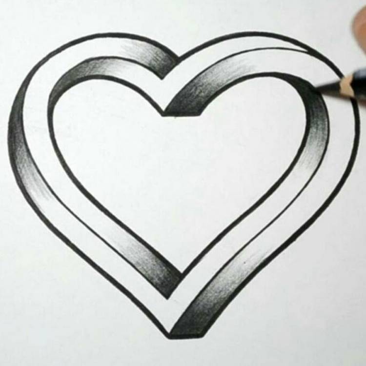 Сердце нарисованное карандашом