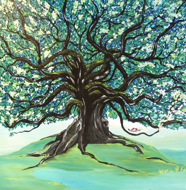 Нарисованное дерево с корнями