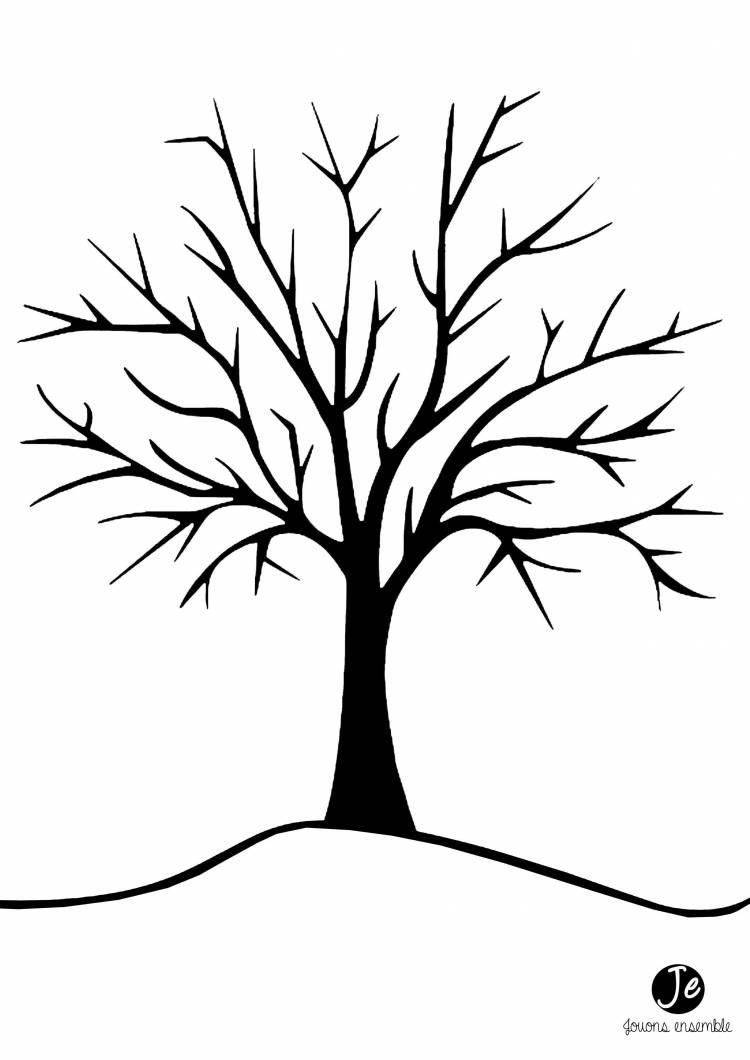 Дерево рисунок без листьев шаблон