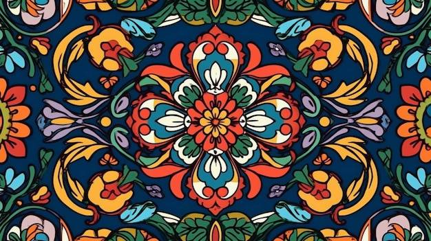 Мексиканский талавера традиционный узор фона текстура дизайн мексика бесшовная плитка генеративный ai
