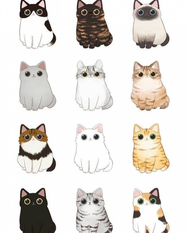 Кошки милые нарисованные