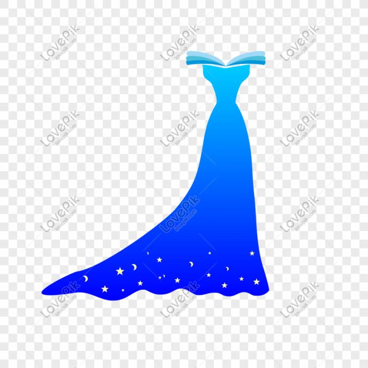 Голубое звездное вечернее платье вектор изображение_Фото номер