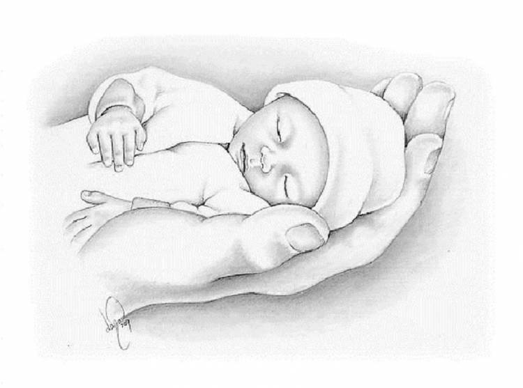 Младенец в пеленке рисунок