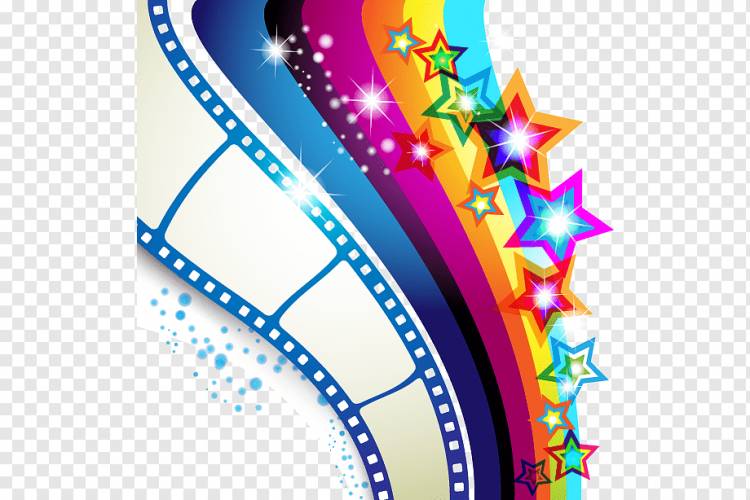 кино, фильм, нарисованные от руки красочные элементы радуги звёзд, фиолетовый, текст, фотография png