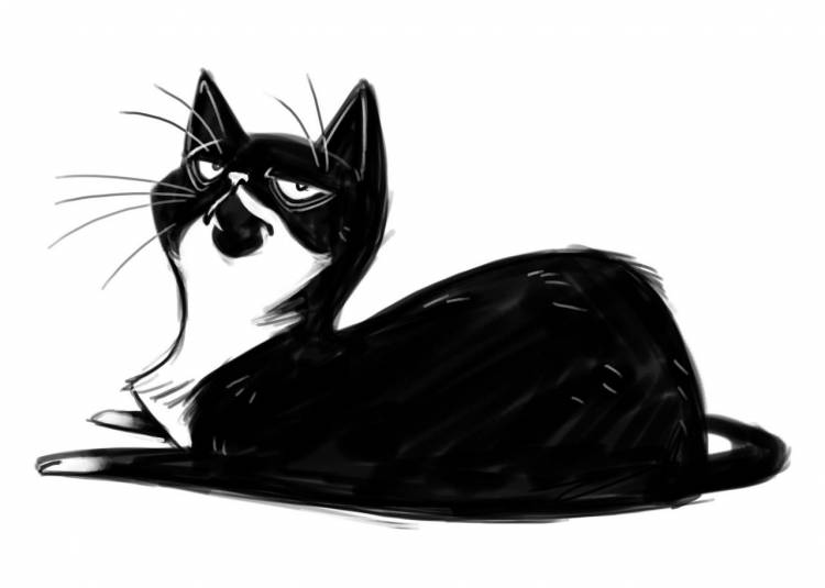 Кошка нарисованная черная