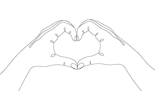 Жесты рук, нарисованные одной линией, минималистичные человеческие руки, показывающие любовь, романтику, знак отношений