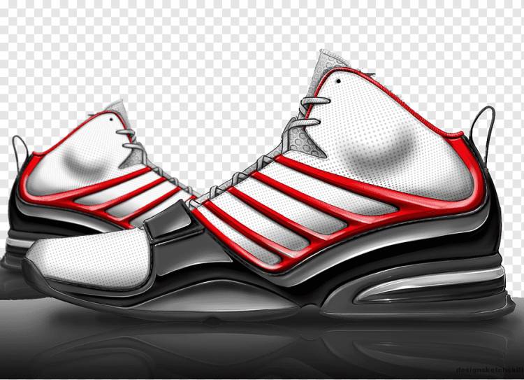 Обувь для рендеринга Кроссовки Nike, красные полосатые баскетбольные кроссовки с ручной росписью, Акварельная живопись, белый, простой png