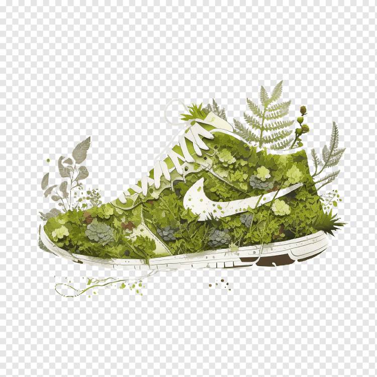 кроссовки Nike зеленые листья, png