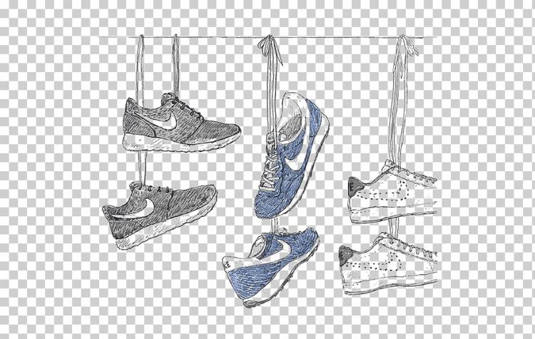 серые кроссовки Nike, иллюстрации Nike Shoe Illustrator, мультфильм Nike кроссовки, Мультипликационный персонаж, нарисовал, рука png
