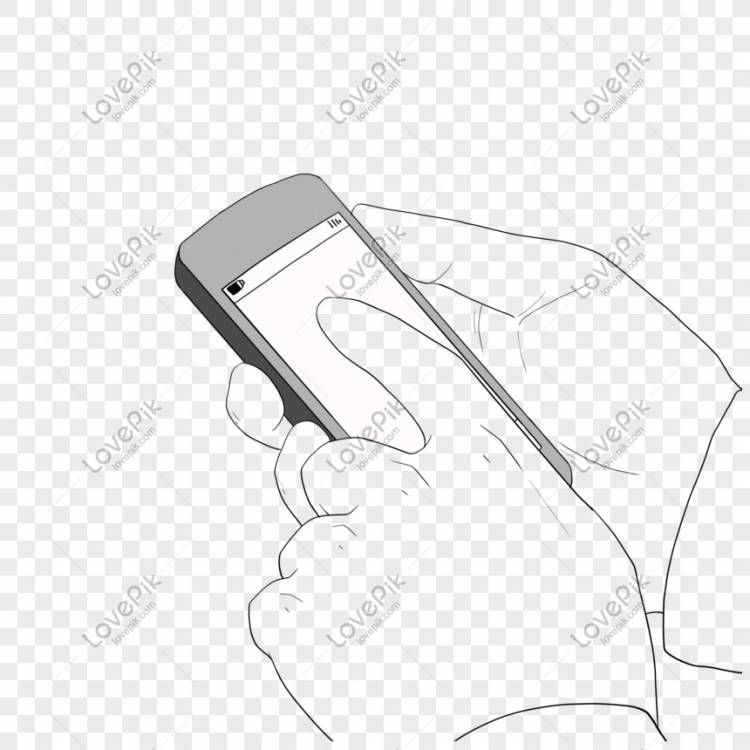 Рука нарисованная рука держит мобильный телефон иллюстрации изображение_Фото номер