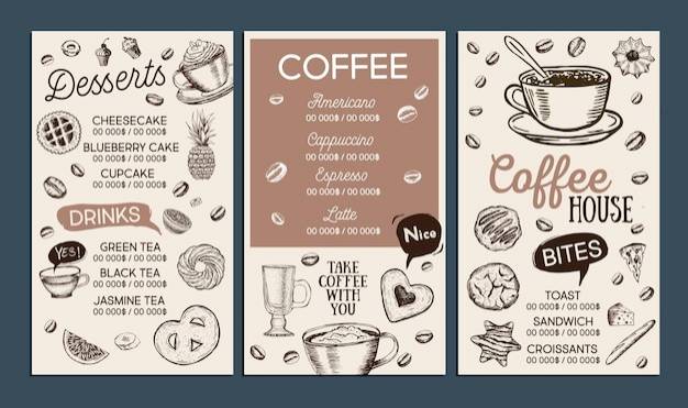 Меню кофейни дизайн шаблона меню кафе ресторана