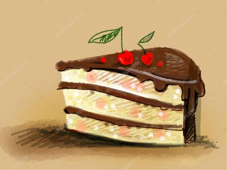 Вкусный кусок торта Векторное изображение ©may-yul