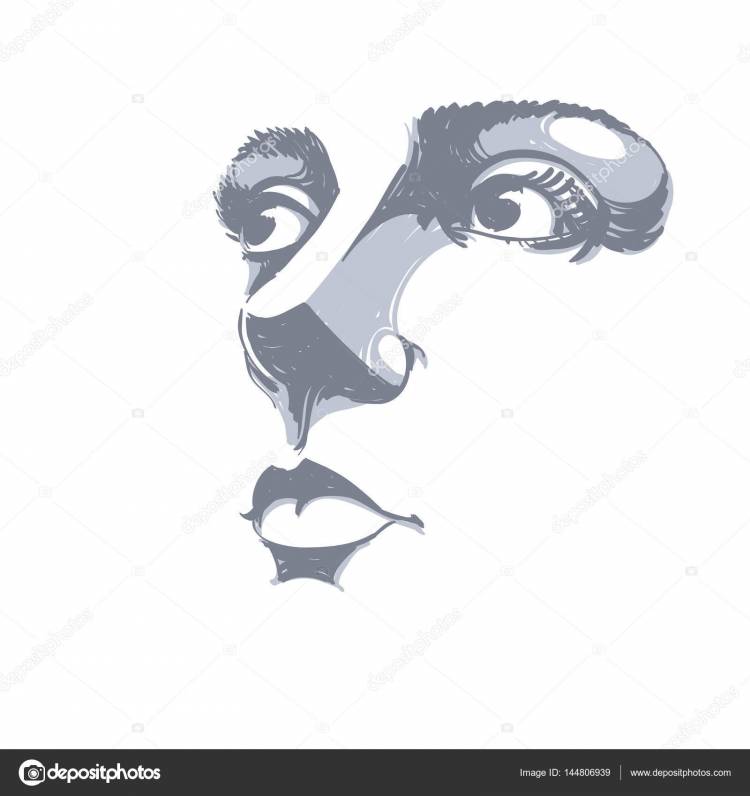 Графический портрет женщины, нарисованный вручную Векторное изображение ©Ostapius
