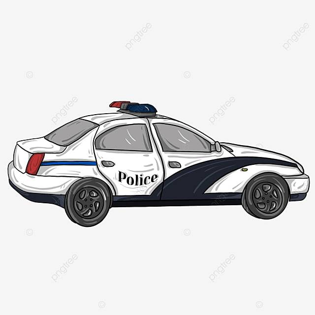 Нарисованная рукой белая полицейская машина клипарт PNG , Полицейская машина Clipart, в полицейской машине, клипарт PNG картинки и пнг PSD рисунок для бесплатной загрузки